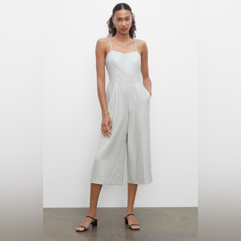 Club Monaco Elasticated Jumpsuit Pocketed Spaghetti Strap Mint Green Womens US 6